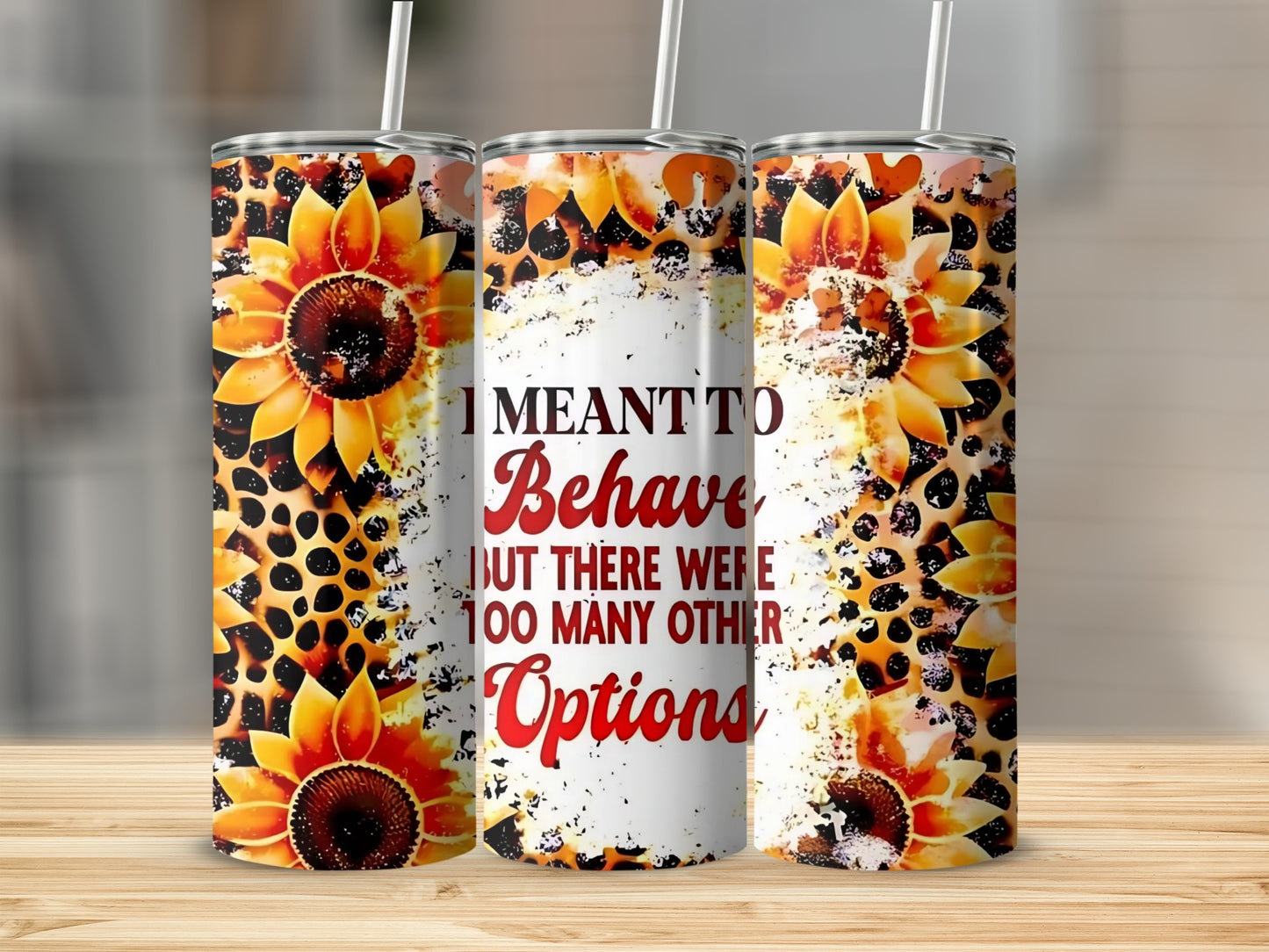 Sunflower Leopard Print Motivational Drinkware Tumbler