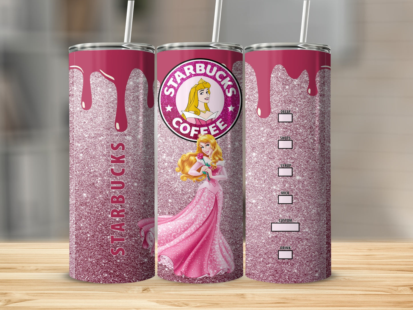 Sparkle Princess Starbucks Coffee Pink Glitter Tumbler