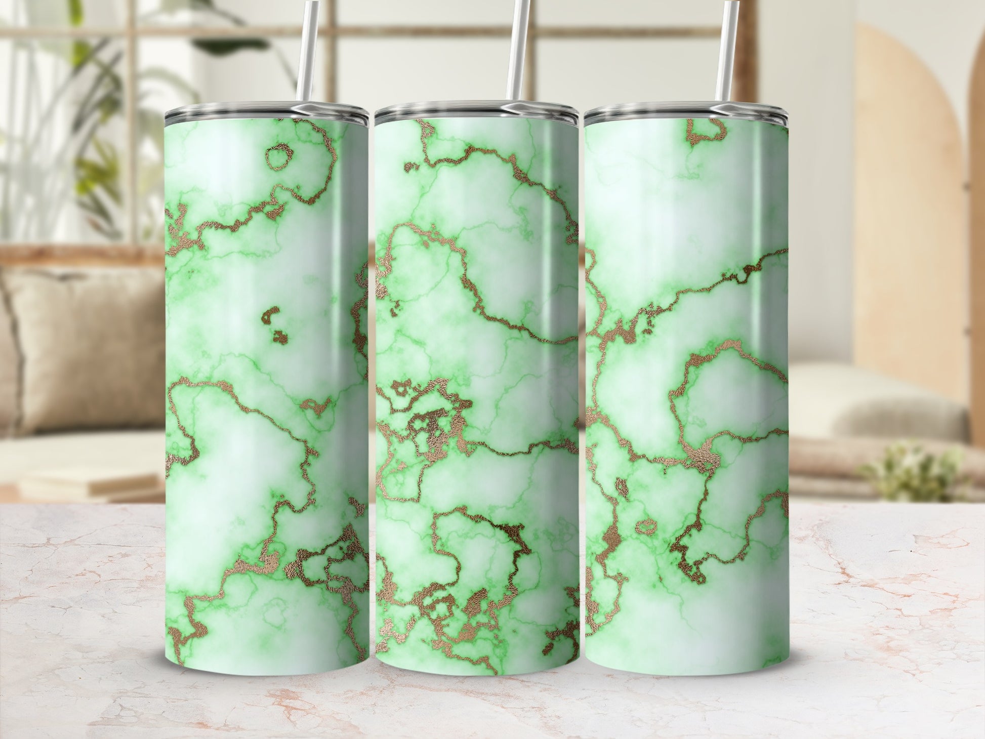 Green Marble Gold Veins Tumbler product type