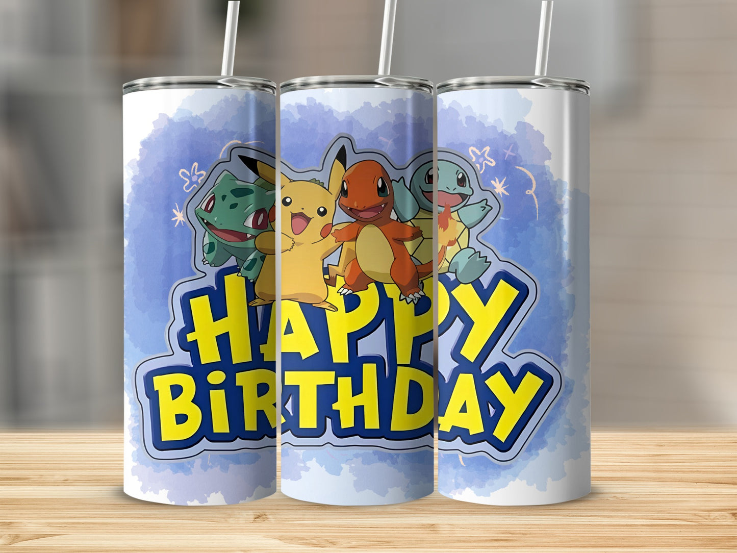 Happy Birthday Design with Cute Cartoon Characters Cup