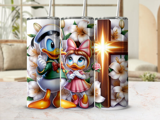 Adorable Donald and Daisy Duck Tumbler Unique Design
