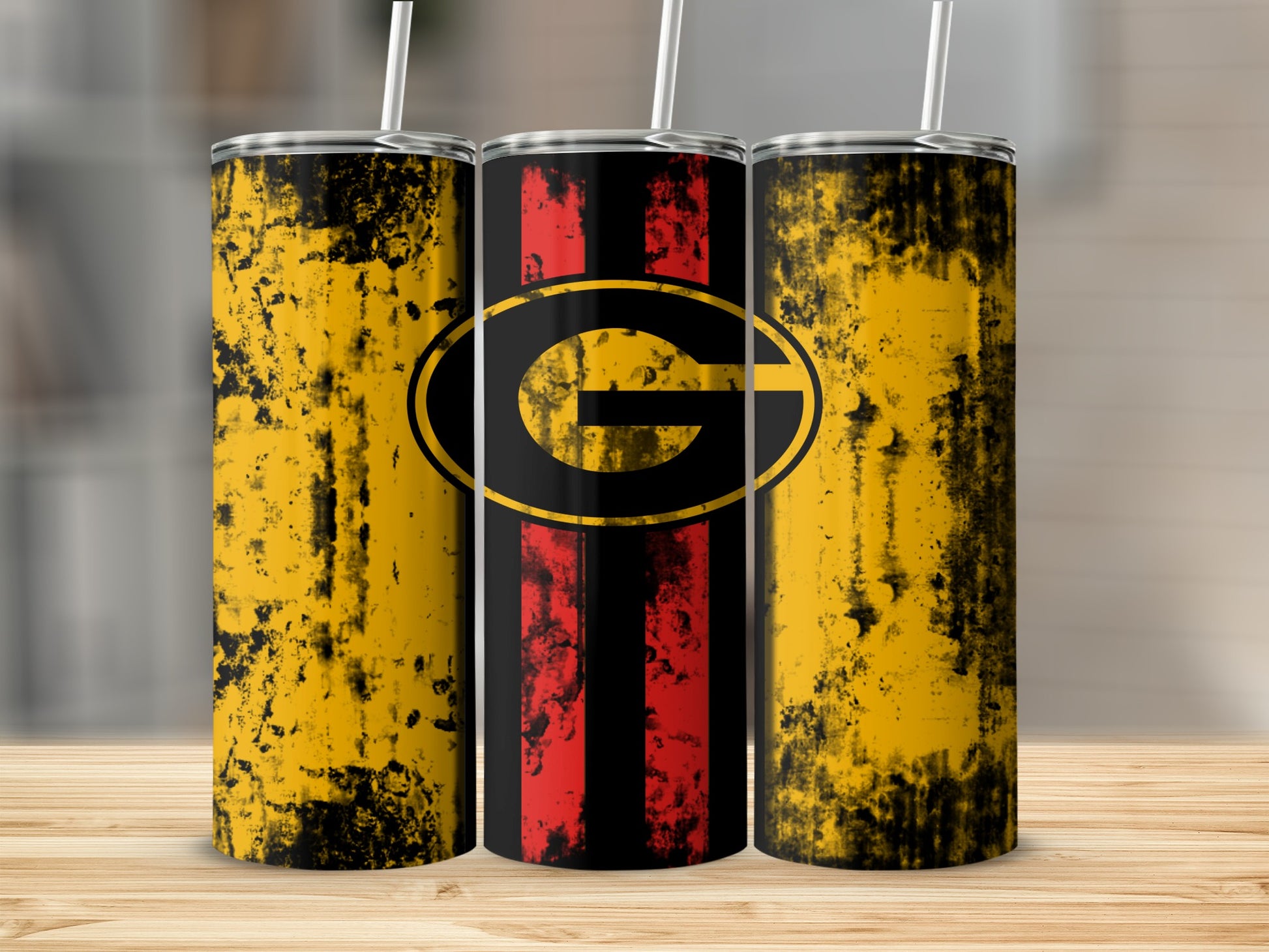 Distressed Yellow and Red Design Insulated Tumbler