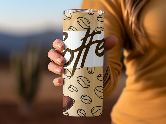 Coffee Themed Travel Tumbler for Hot and Cold Drinks