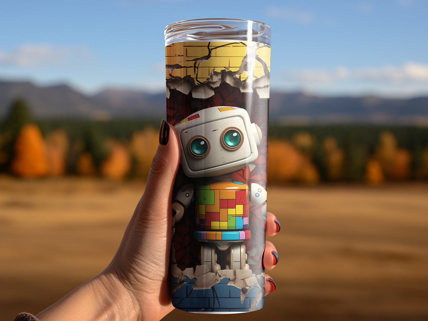 Colorful Robot Design Tumbler for Vibrant Drinkware