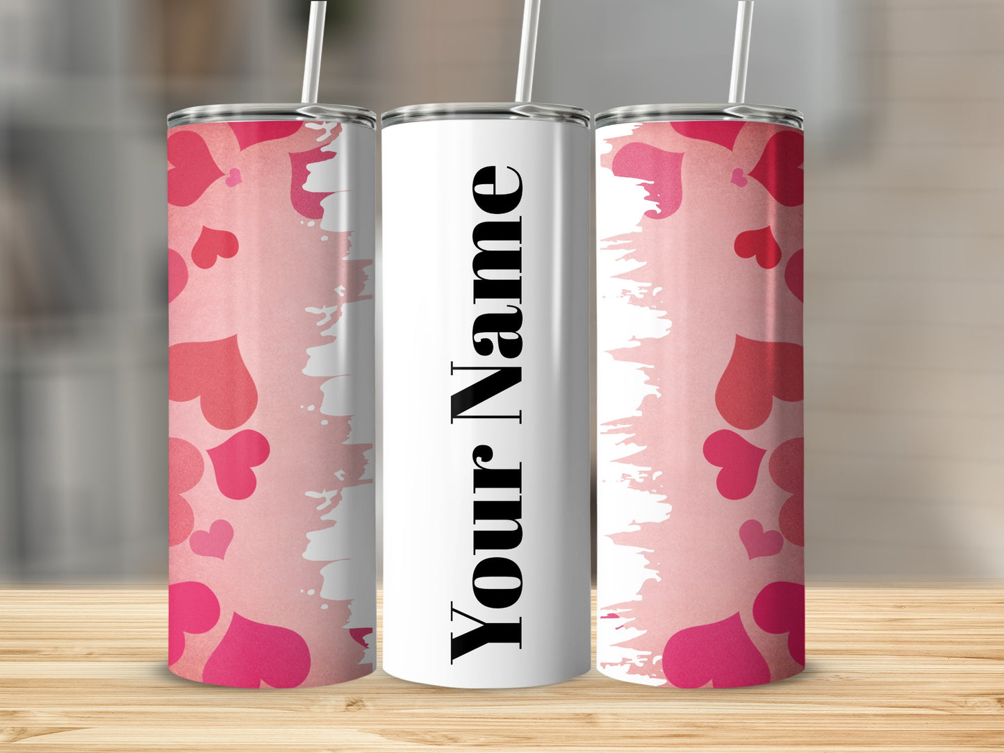 Personalized Hearts and Name Design Tumbler Cup