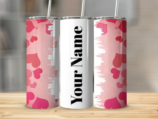 Personalized Hearts and Name Design Tumbler Cup