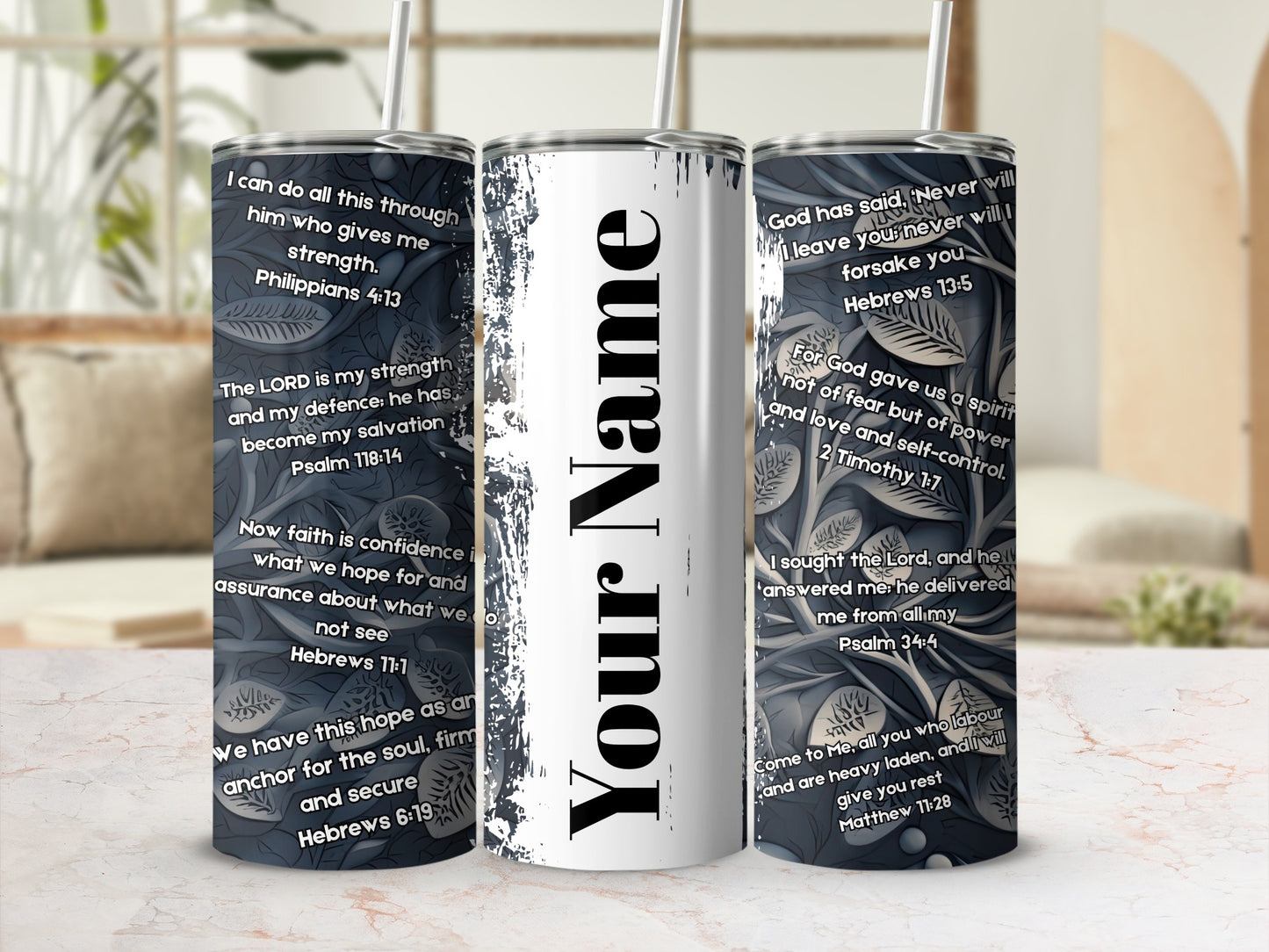 Personalized Christian Bible Verses Tumbler with Straw