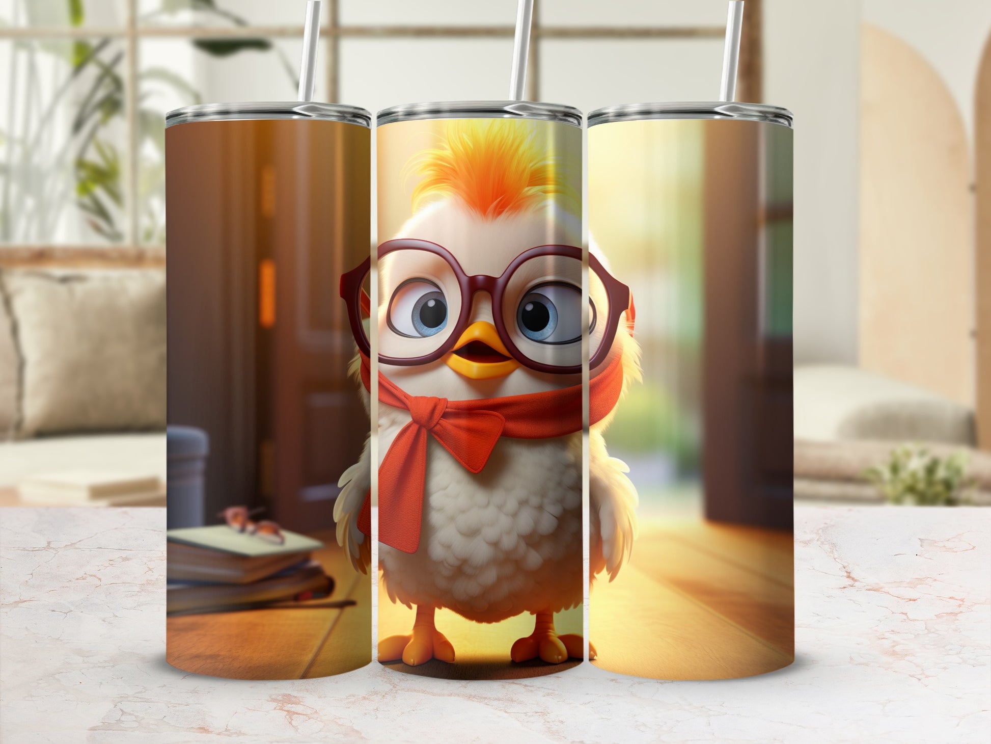 Adorable Chick with Glasses and Scarf Tumbler