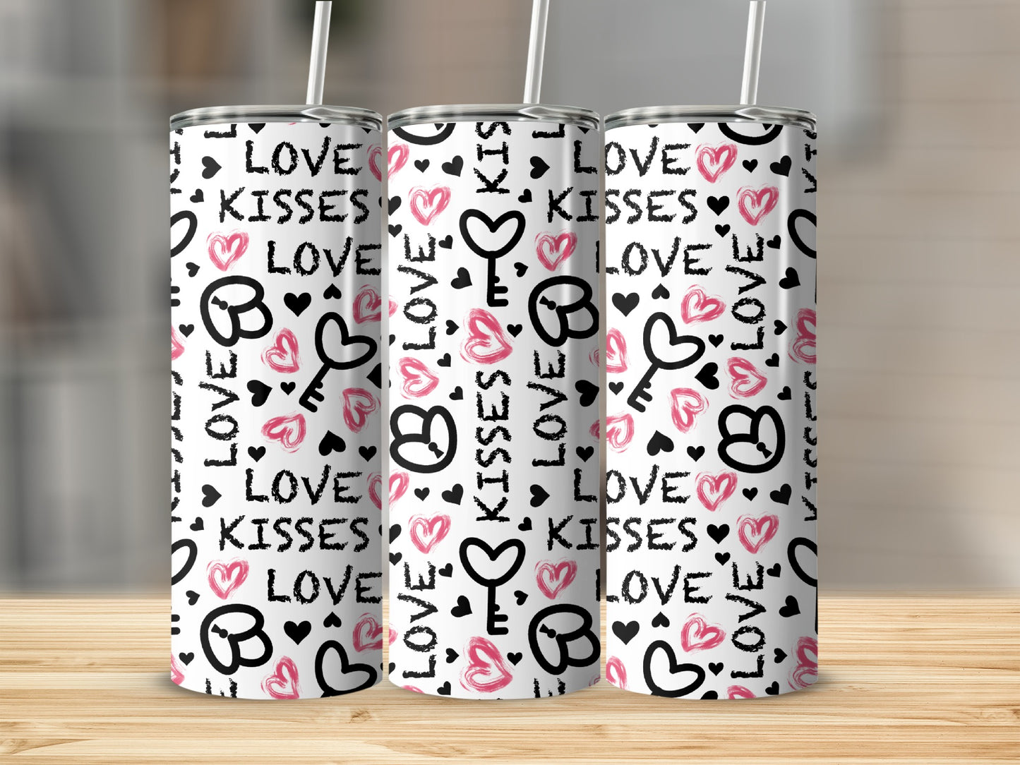 Love Kisses Pattern Hearts Keys Lock Shapes product type