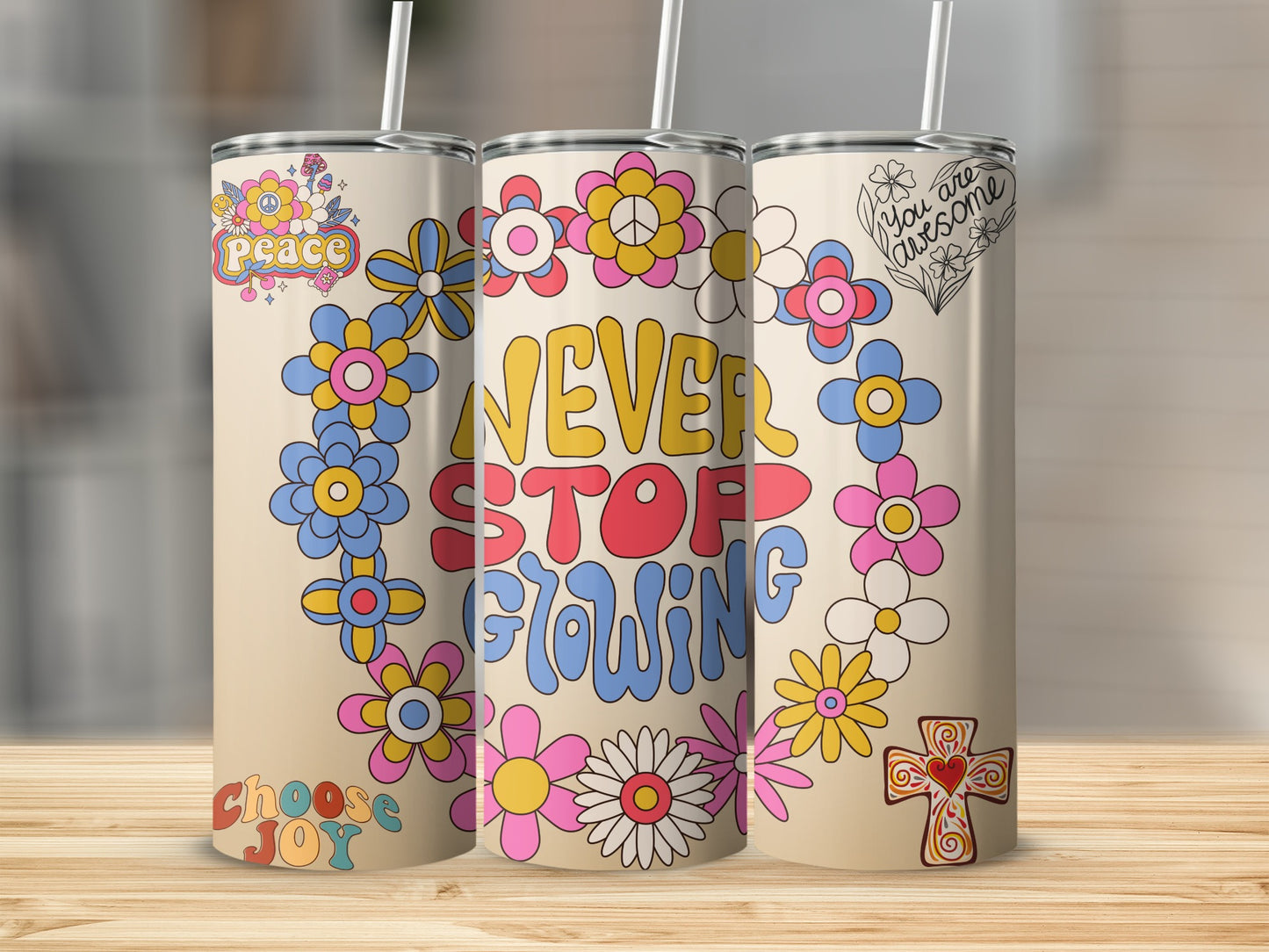 Colorful Flower Designs with Inspirational Quotes