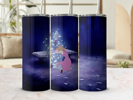 Enchanting Night Scene Tumbler with Magical Sparks