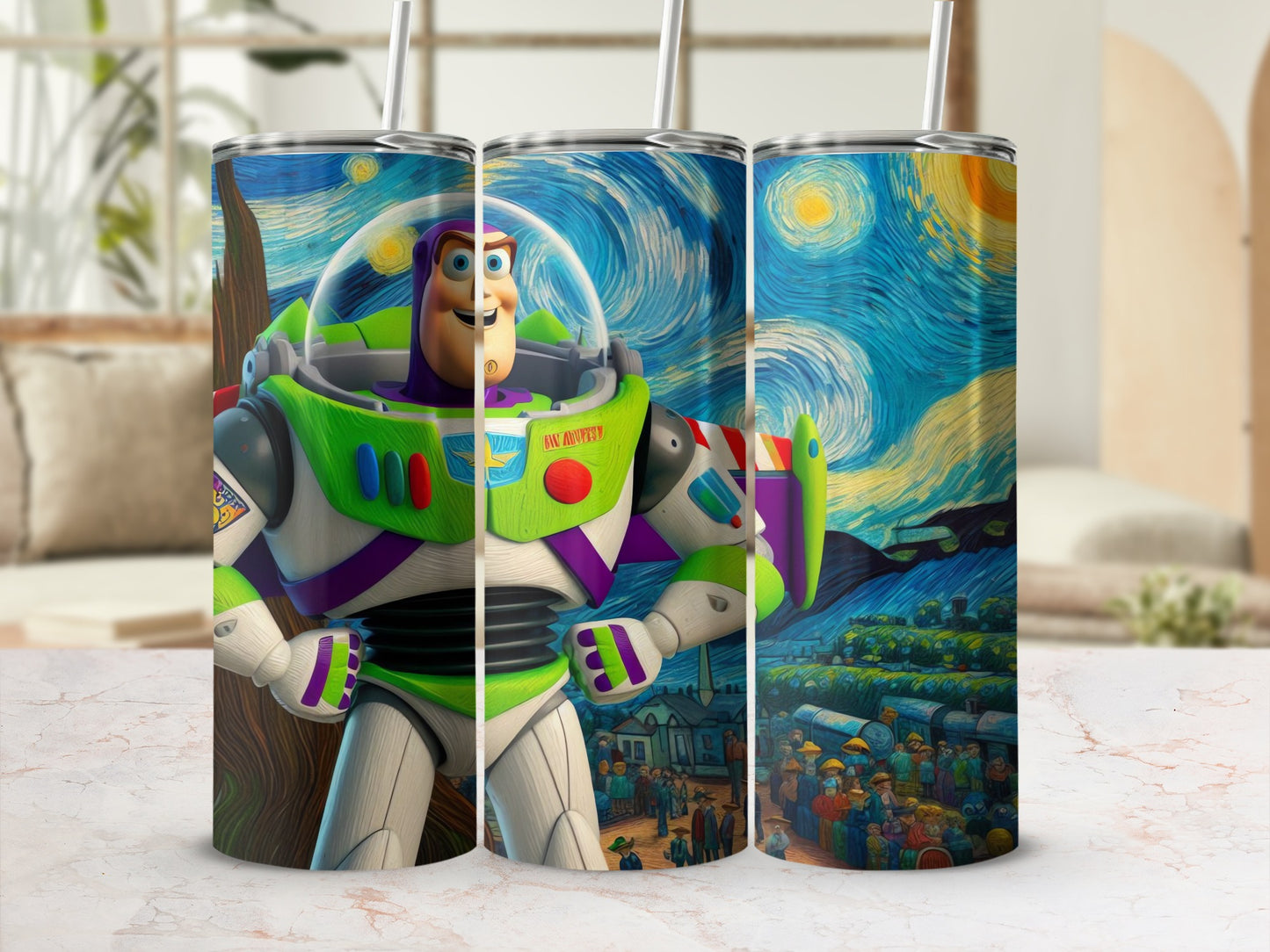 Buzz Lightyear Starry Night Design Tumbler Beverage Container
