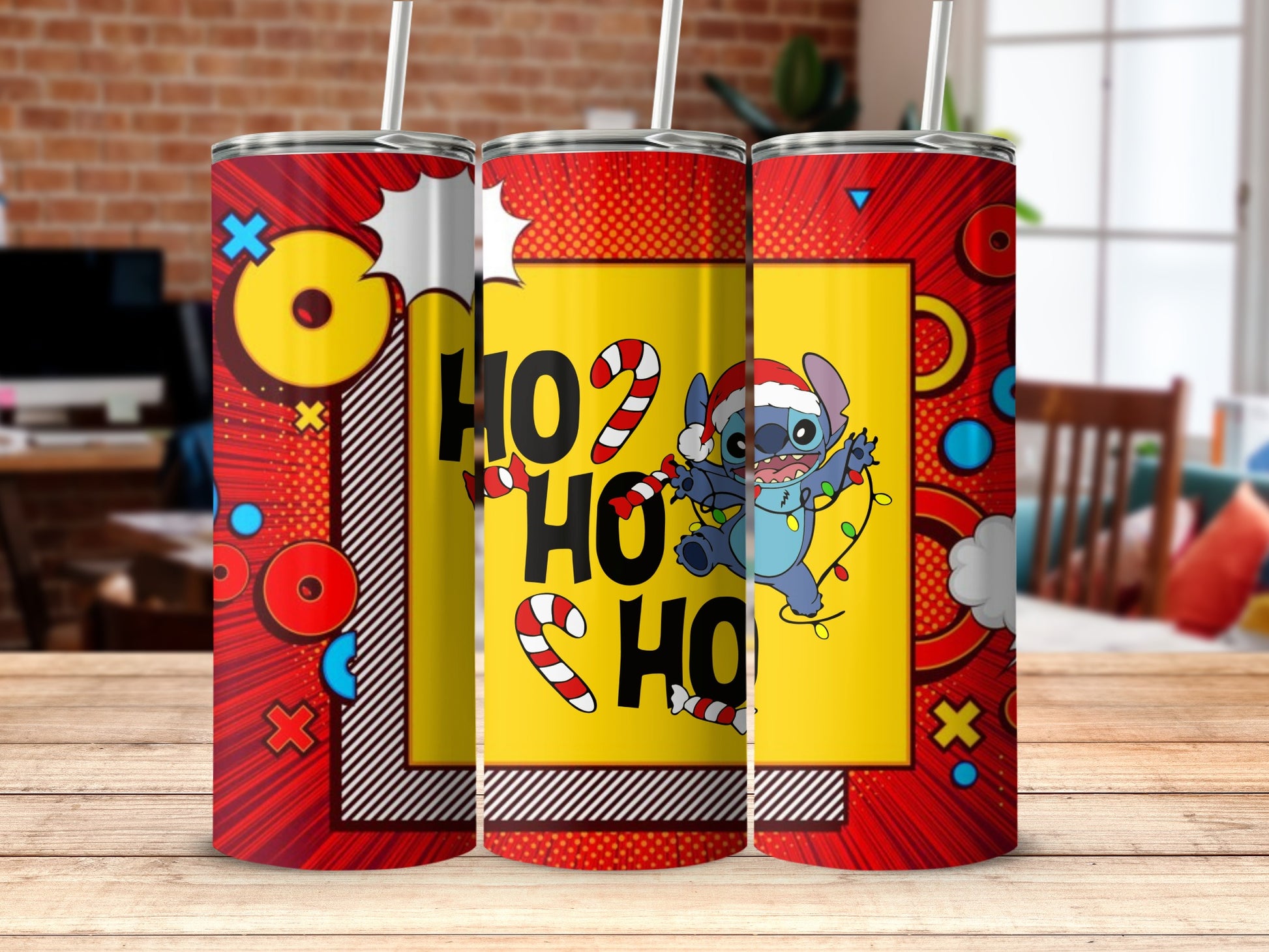 Festive Ho Ho Ho Santa Character Tumbler Design