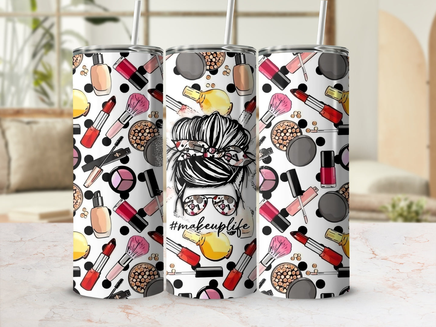 Stylish Makeuplife Themed Tumbler for Makeup Lovers