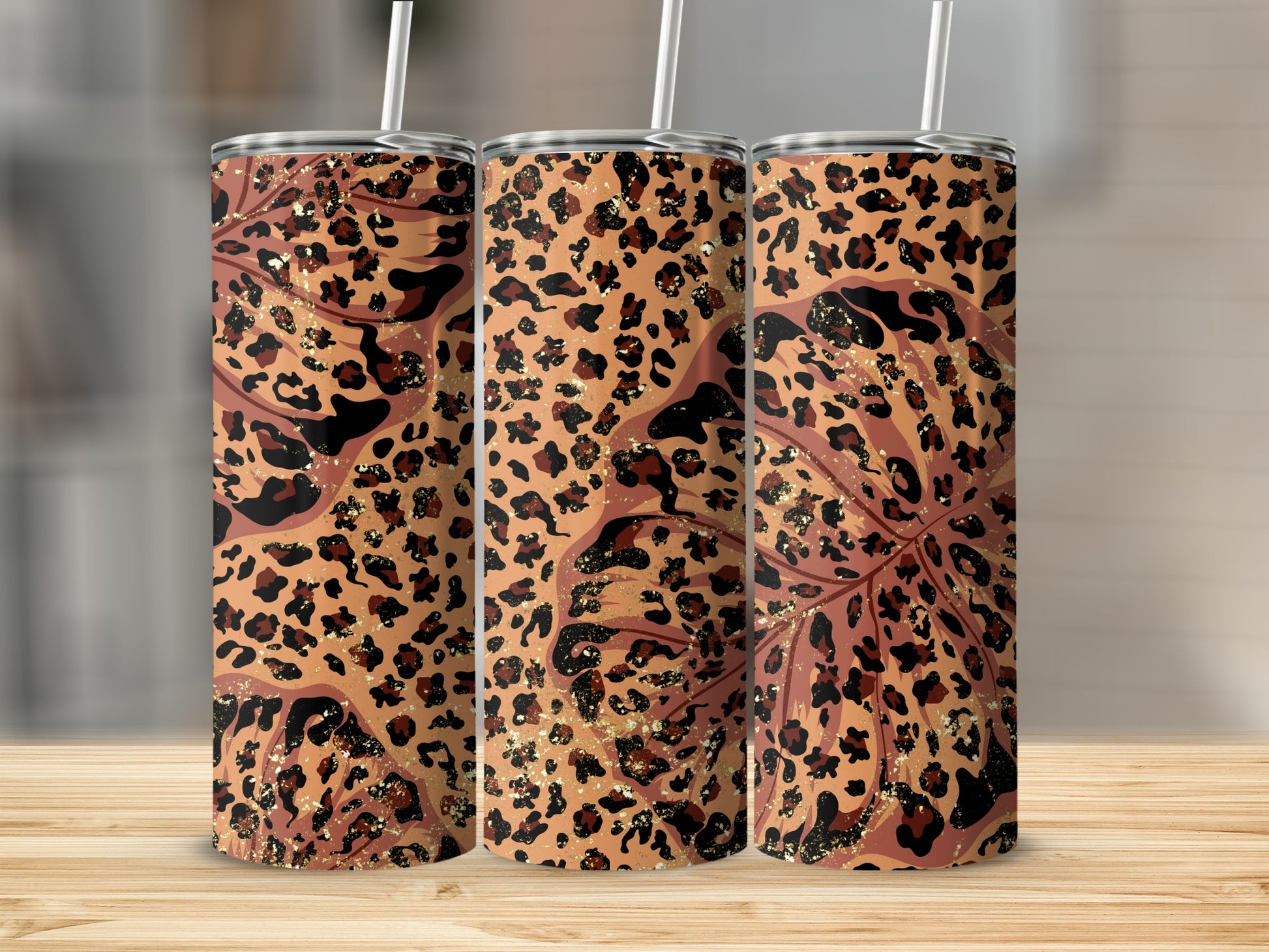 Leopard Print Pattern Design Tumbler Flask Beverage Holder