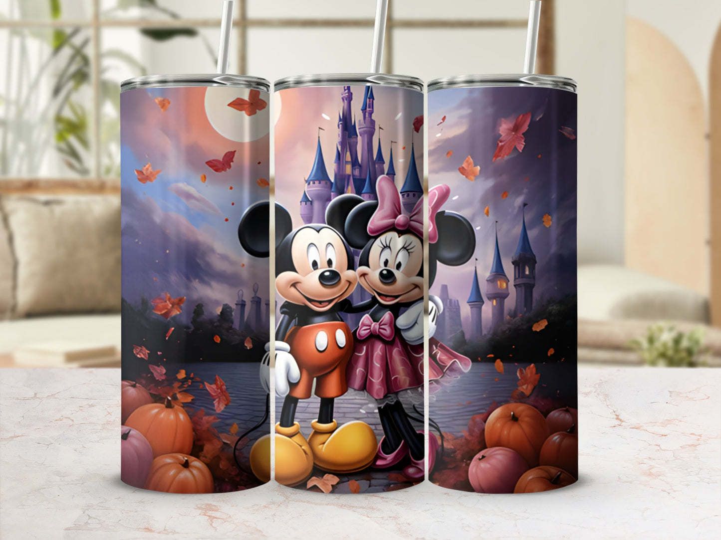 Cute Mouse Couple with Castle Background Tumbler