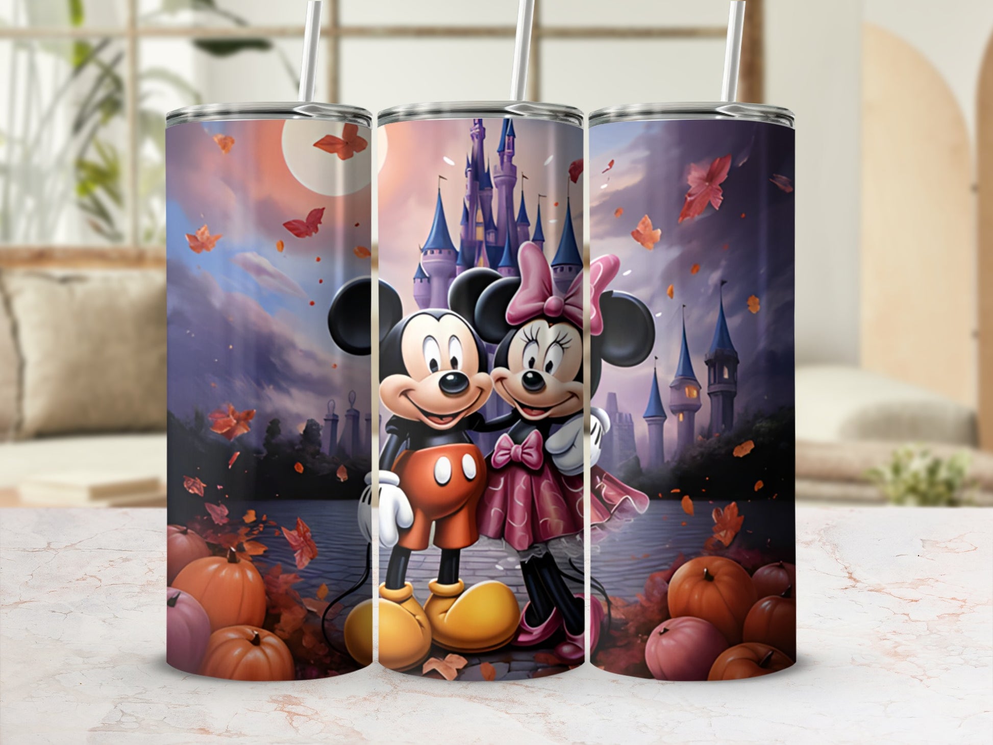 Cute Mouse Couple with Castle Background Tumbler