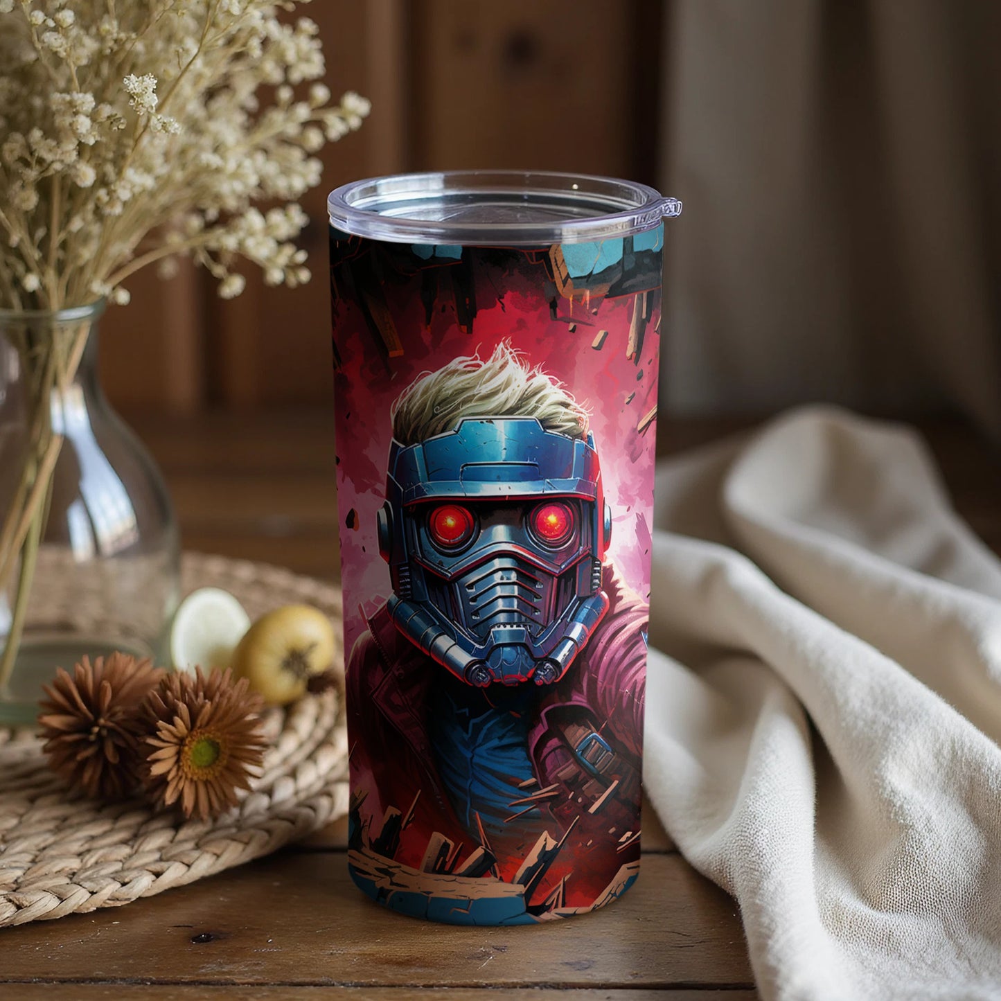 Colorful futuristic character printed tumbler