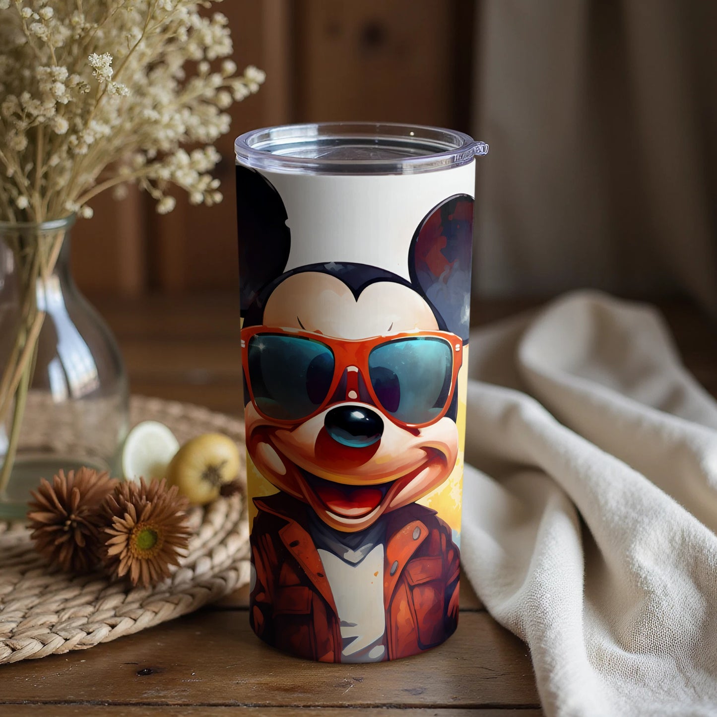 Stylish Mickey Mouse with Sunglasses Tumbler