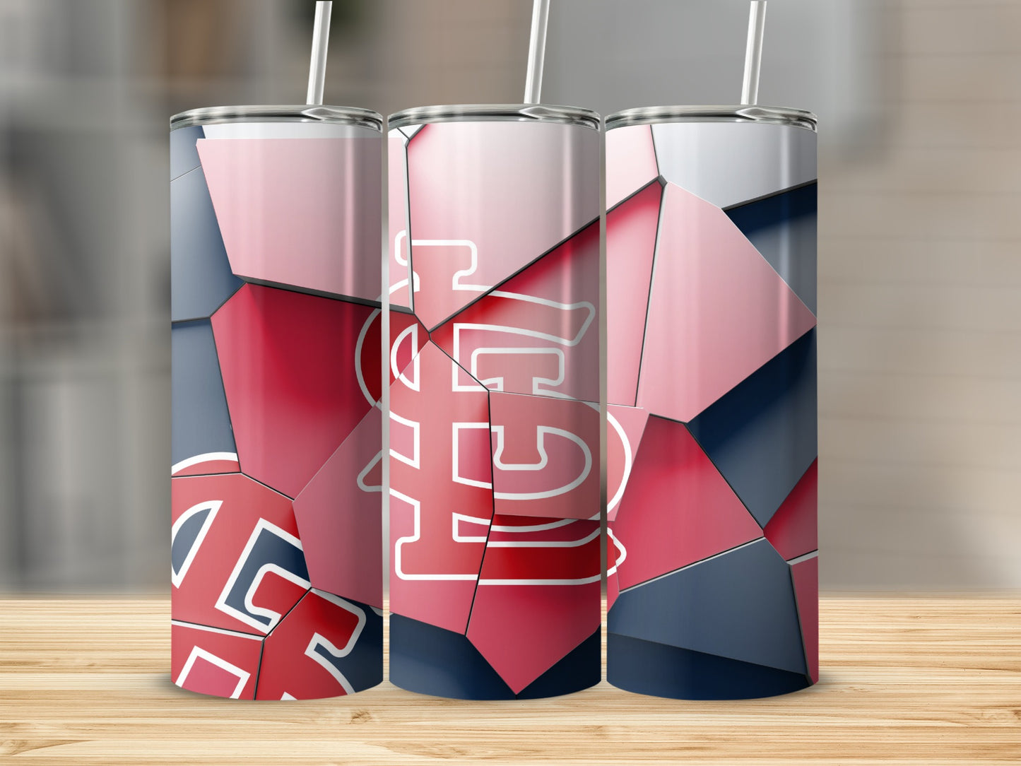 St Louis Cardinals Logo Fractured Pattern Design Tumblers