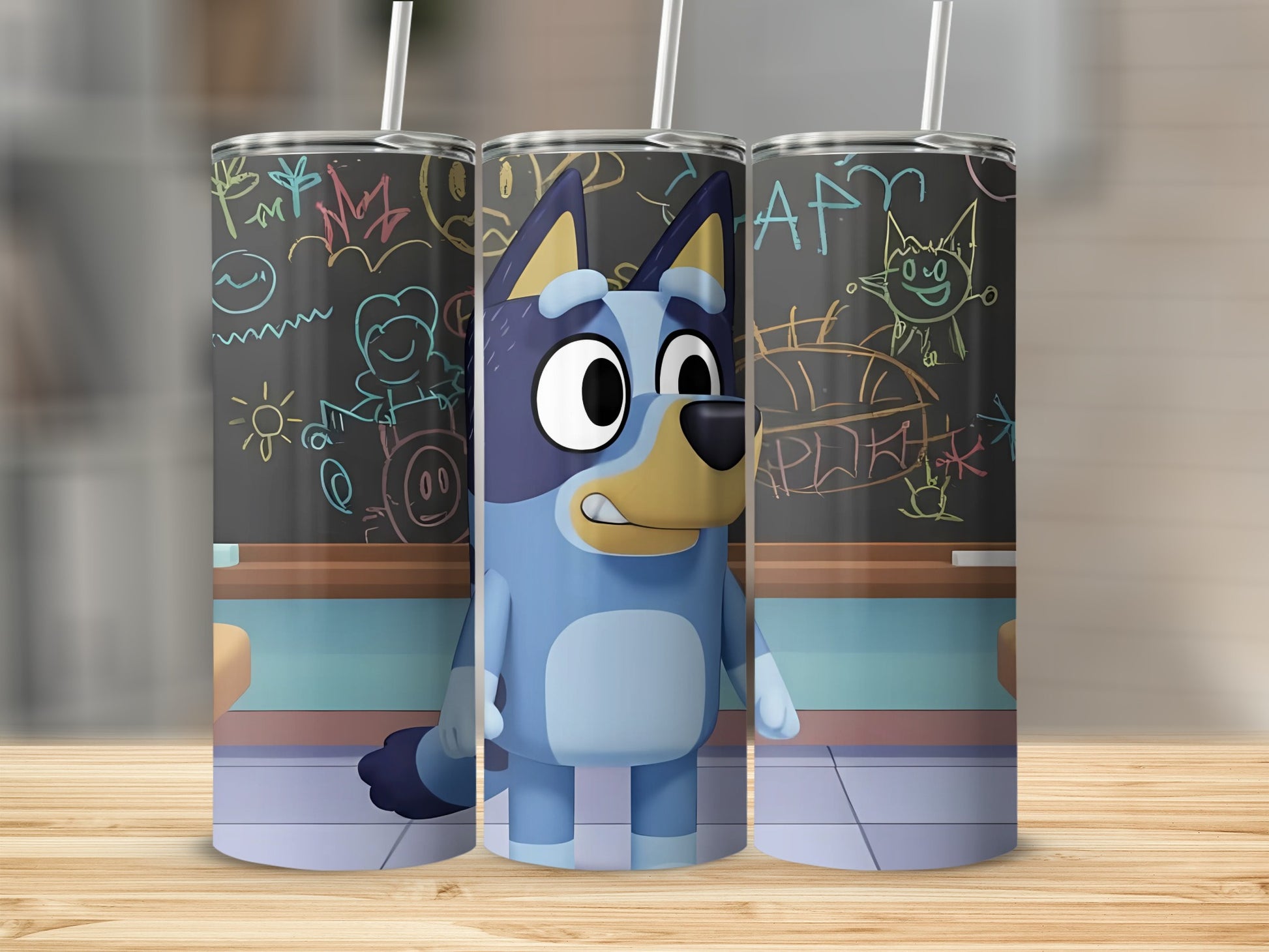 Fun Cartoon Character with Chalkboard Design Tumbler
