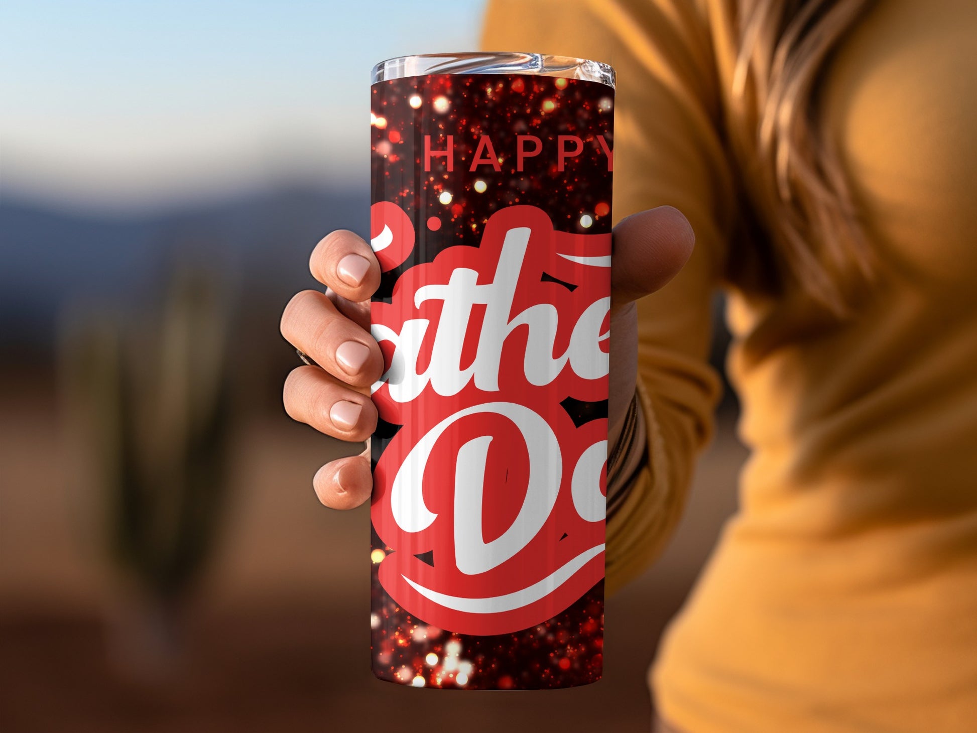 Happy Fathers Day Red White Tumbler Travel Mug Gift Cup