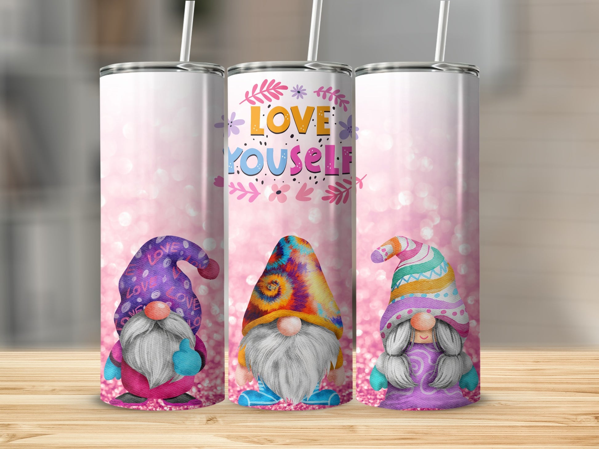 Love Yourself Gnomes Tumbler Stainless Steel Flask