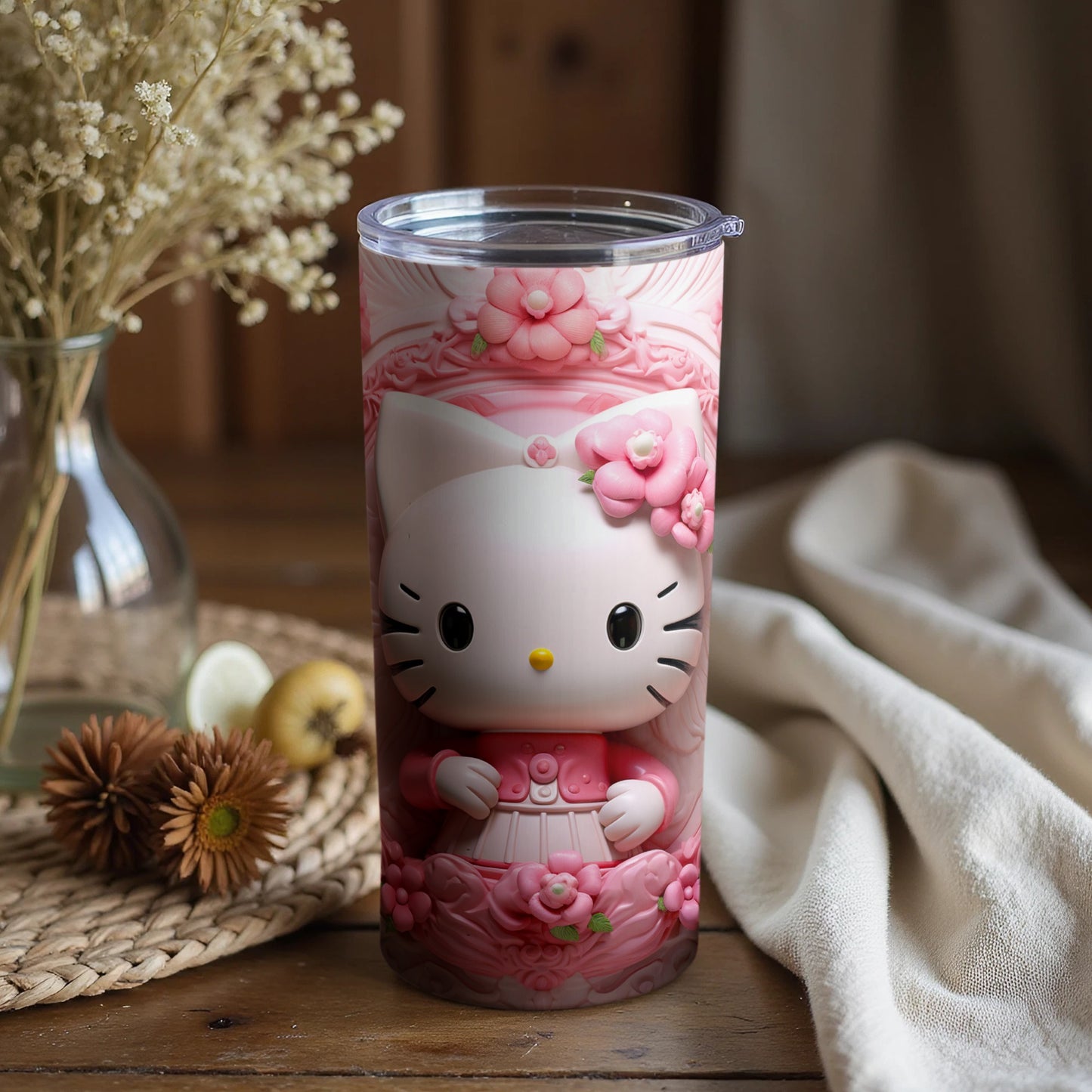 Cute Hello Kitty Floral Design Insulated Tumbler Product