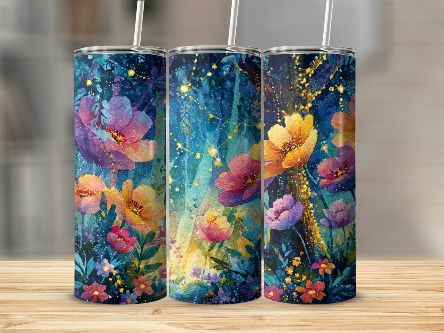 Colorful Floral Print Insulated Tumbler Cups 20 oz