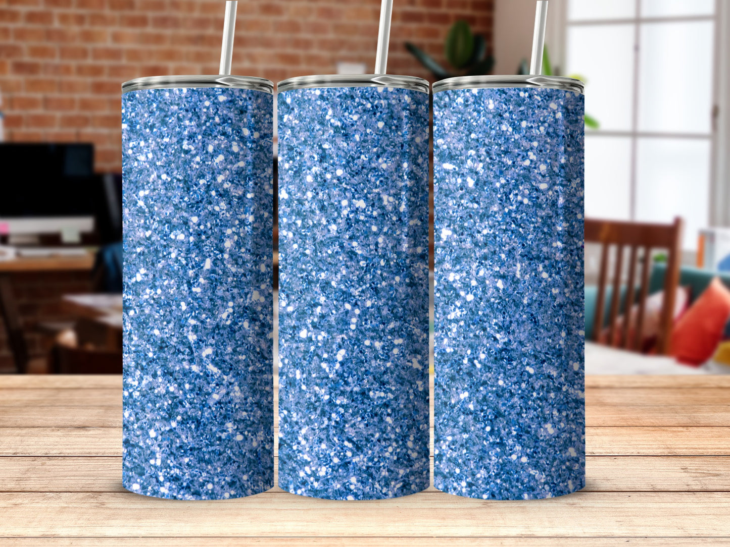 Sparkling Blue Glitter Design Tumbler Product
