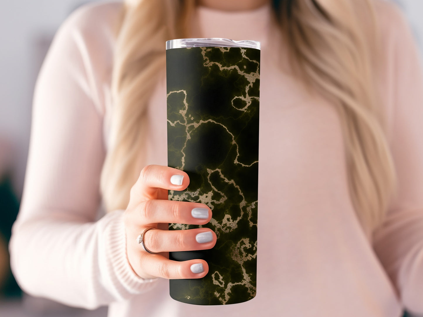 Dark Swirls with Golden Veins Unique Design Tumblers