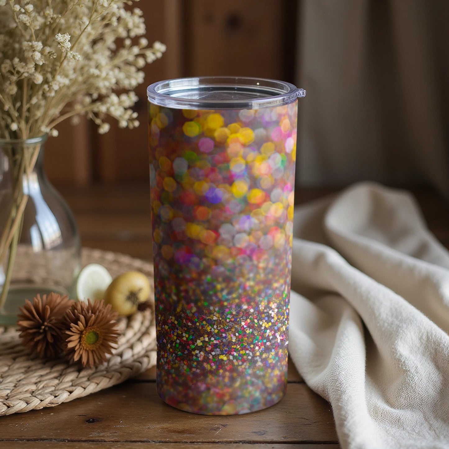 Colorful Bokeh Effect Insulated Tumbler for Beverages