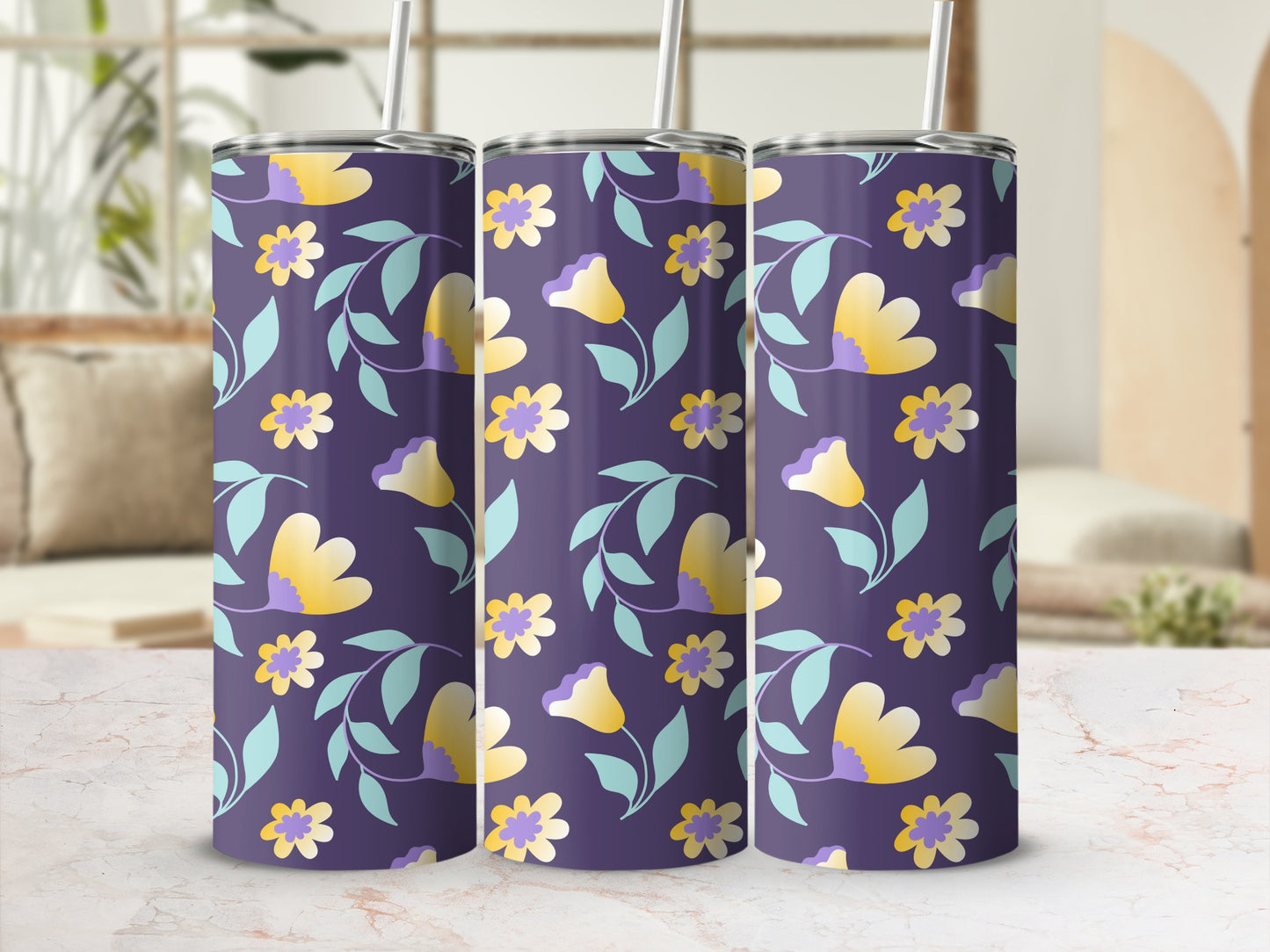 Colorful Floral Print Insulated Tumbler Cup product