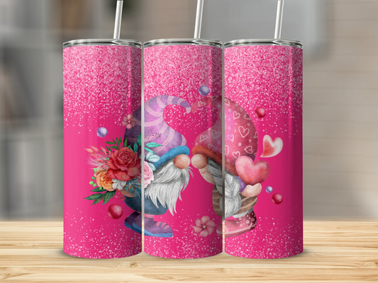 Love Gnomes Sparkling Pink Travel Tumbler