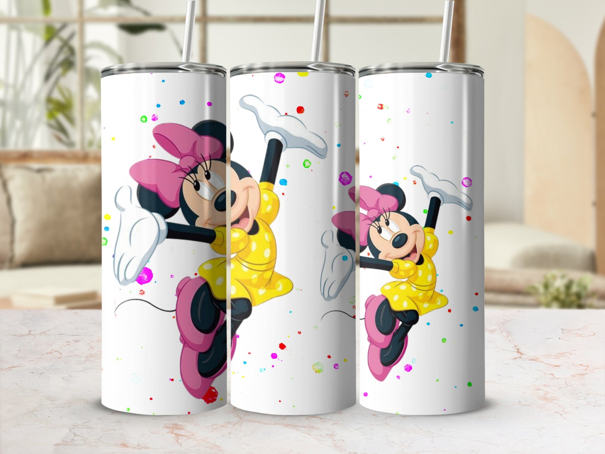 Disney Inspired Minnie Mouse Tumbler With Splash Art