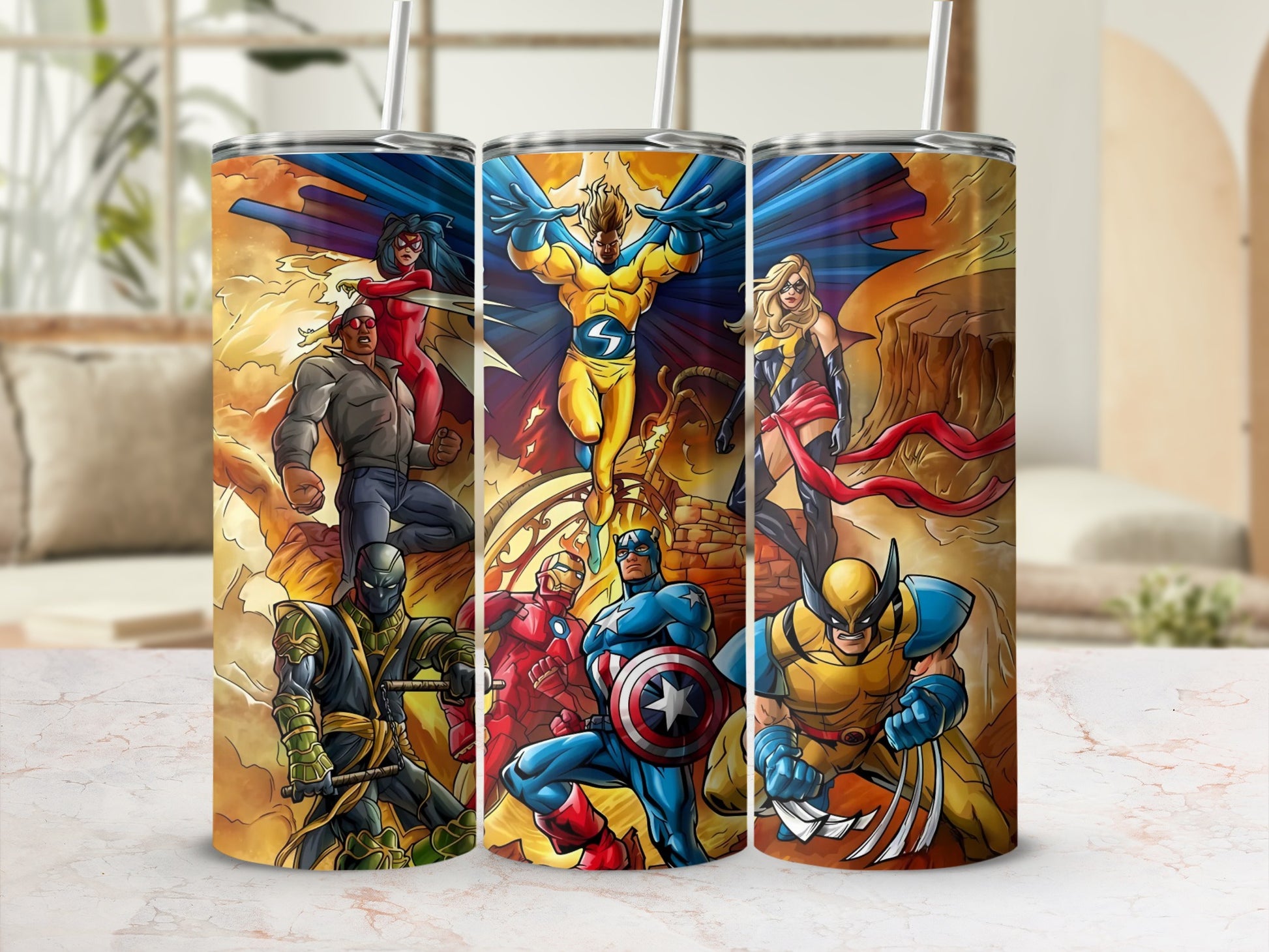 Superhero Themed Insulated Stainless Steel Tumbler