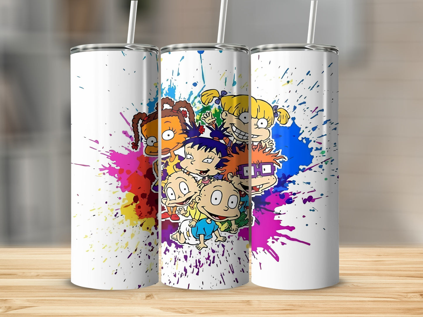 Rugrats Crew with Colorful Splatter Art Design Tumblers