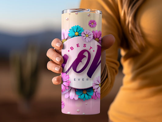 Best Mom Ever Floral Travel Tumbler Cup Gift