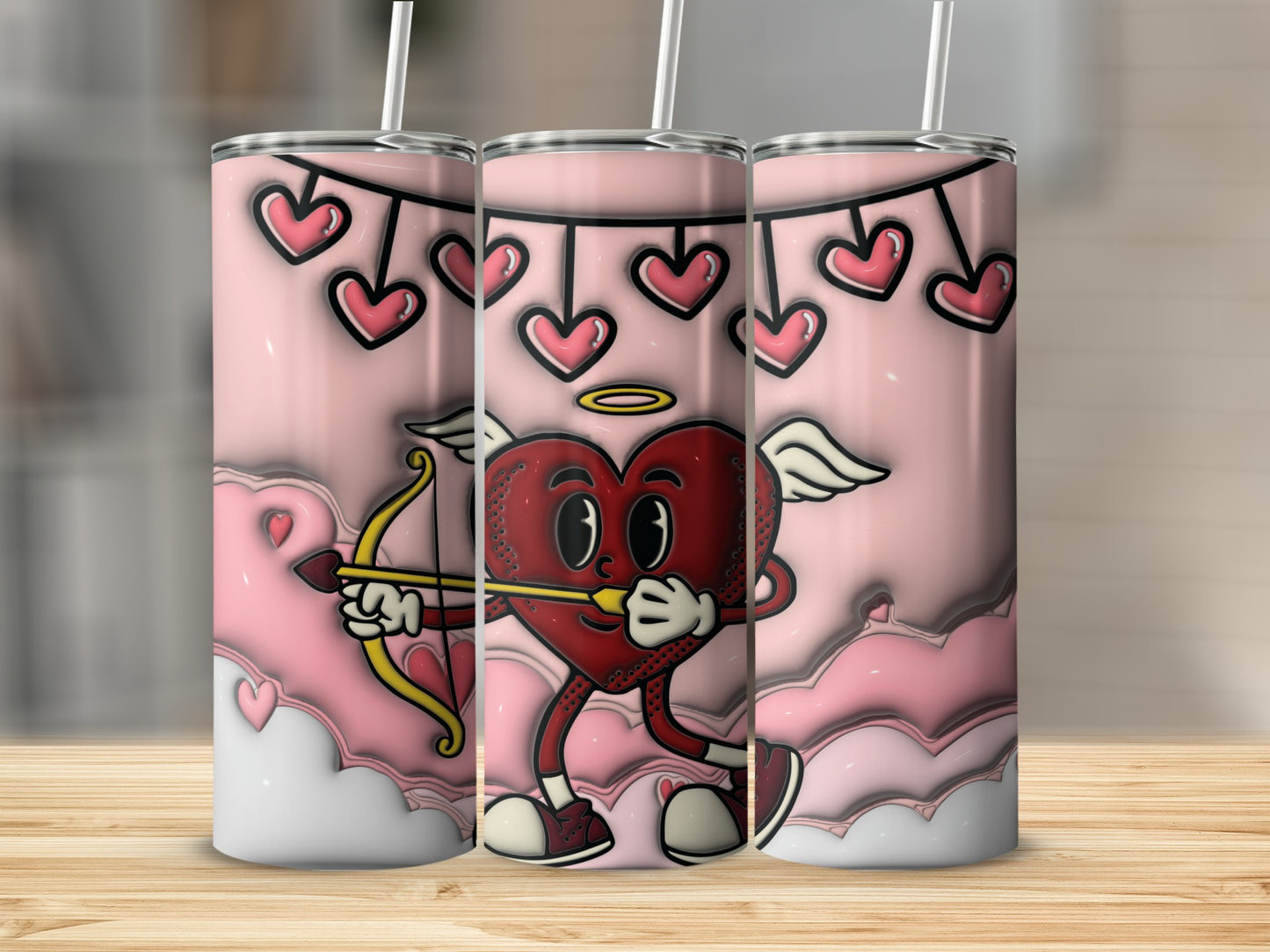Cute Heart Character with Arrow Valentine's Day Tumbler
