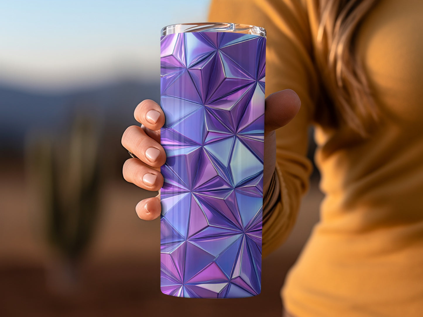Iridescent Crystal Facets Geometric Pattern Tumblers