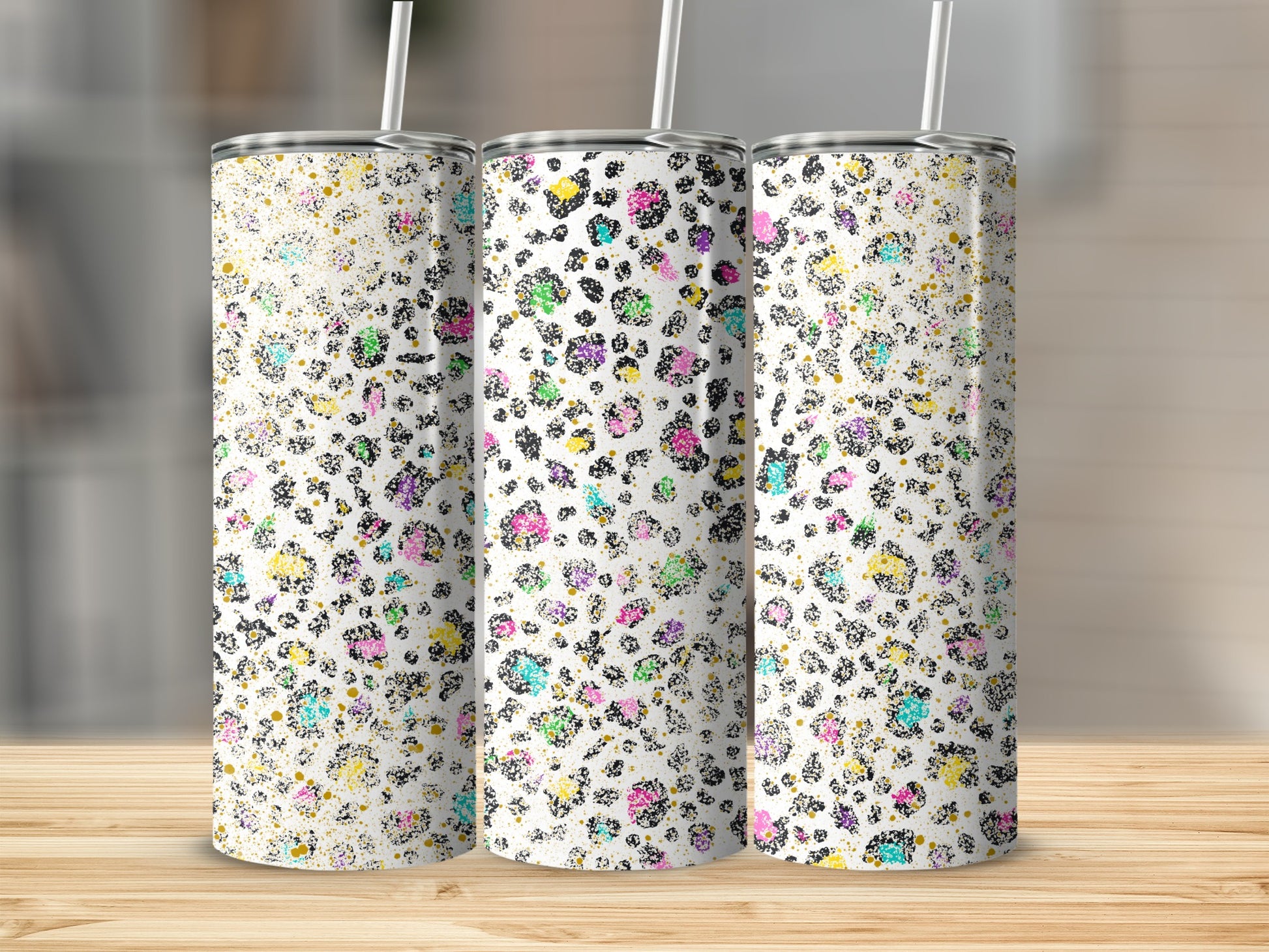 Colorful Leopard Print Glitter Tall Tumbler Product