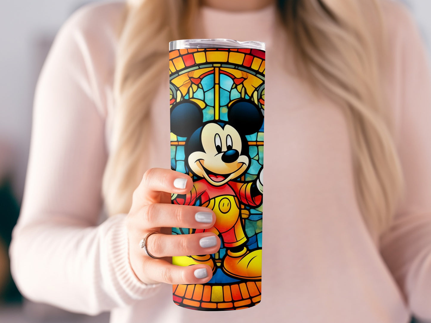 Colorful Stained Glass Style Mickey Mouse tumbler