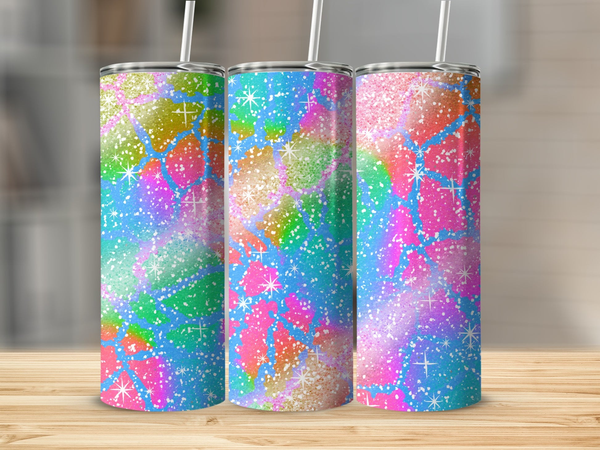Colorful Sparkling Tumbler with Abstract Design