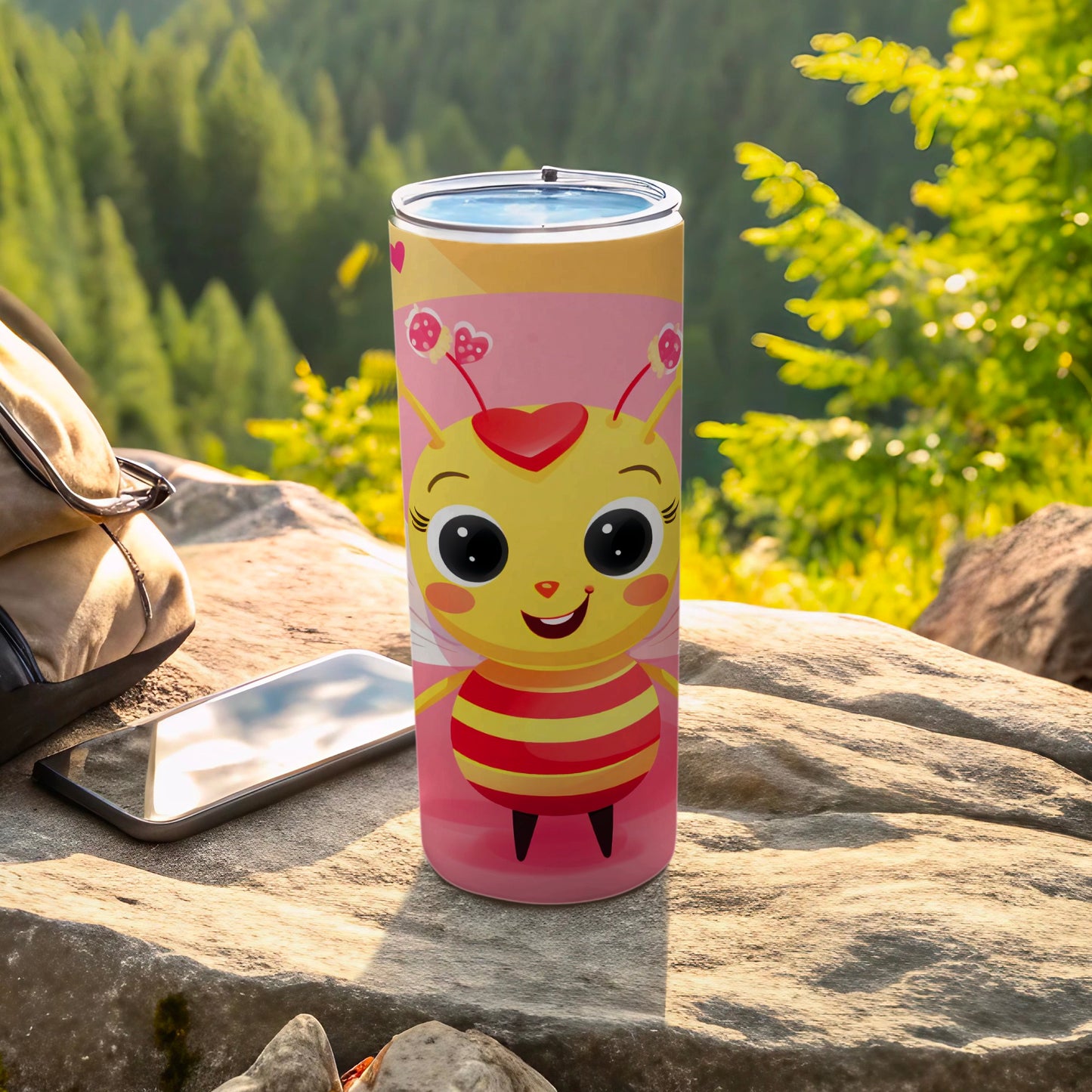 Cute Yellow Bee Character Pink Design Travel Tumbler product type
Tumbler
Cute Bee
Cartoon Design
Pink Cup
Yellow Bee
Drinkware
Portable
Travel Mug
Kids Tumbler
Animal Print
Happy Bee
Outdoor Gear
Water Bottle
Unique Design
Gift Idea
Forest Theme
Summer Drinkware
Honey Bee
Fun Character
Beverage Container