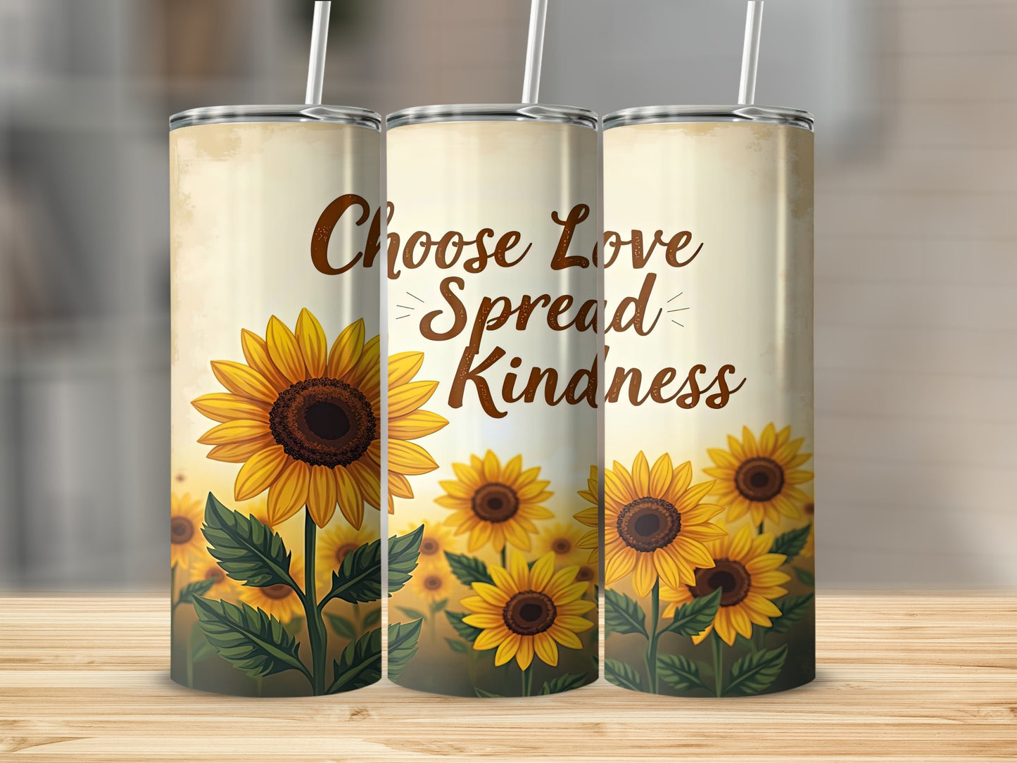 Choose Love Spread Kindness Sunflower Tumbler Flask