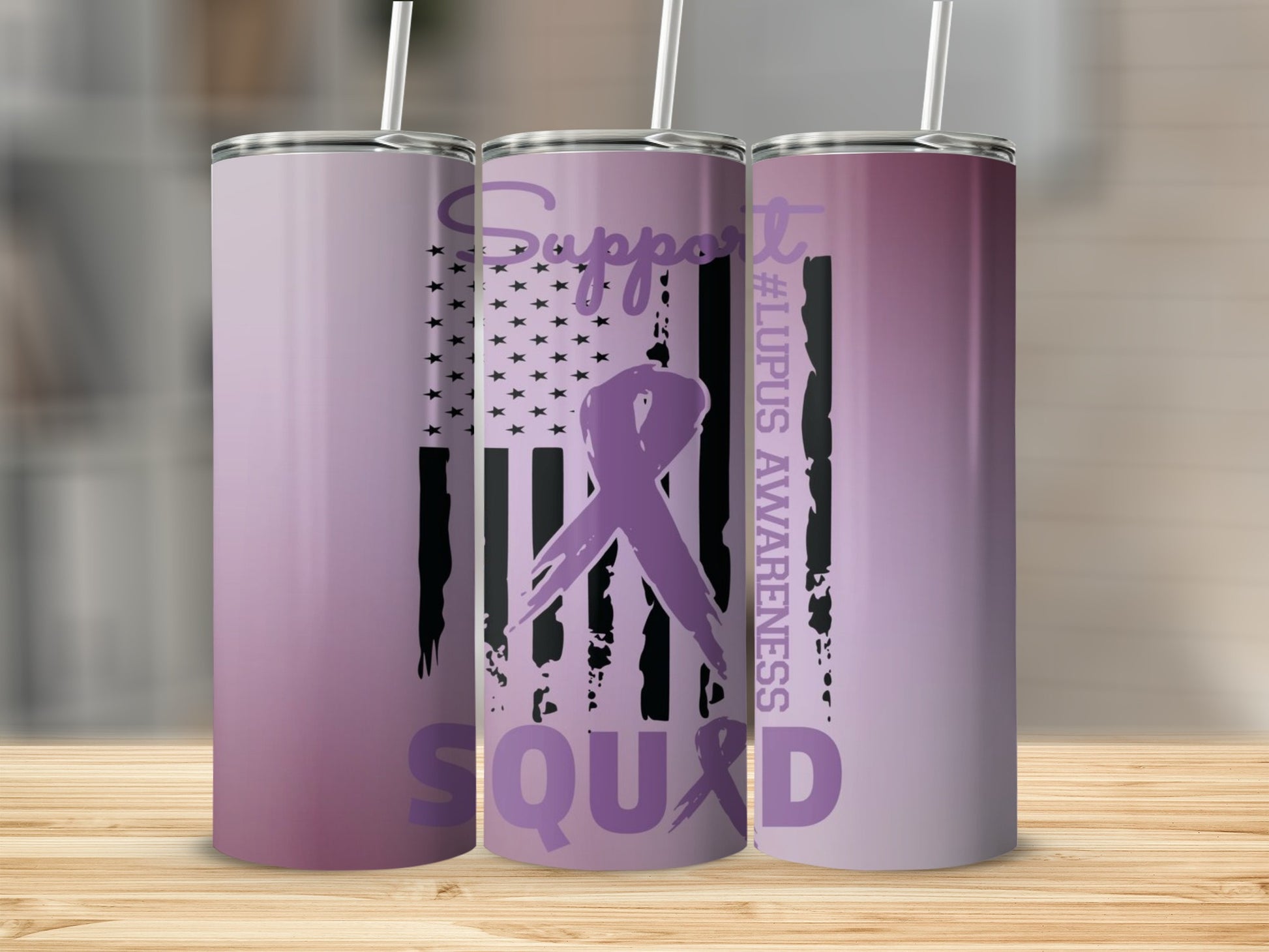 Support Lupus Awareness Squad Tumbler with Straw Cup