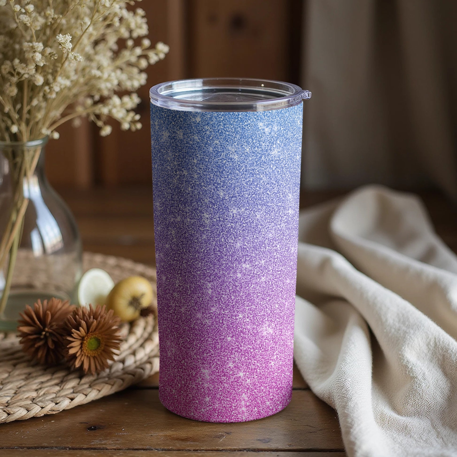 Shimmering Gradient Purple Blue Tall Tumbler Cup
