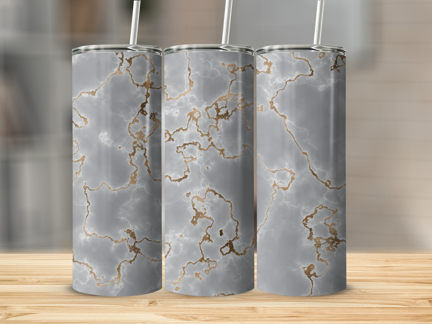 Gray Gold Veins Elegant Interior Design Pattern Tumblers