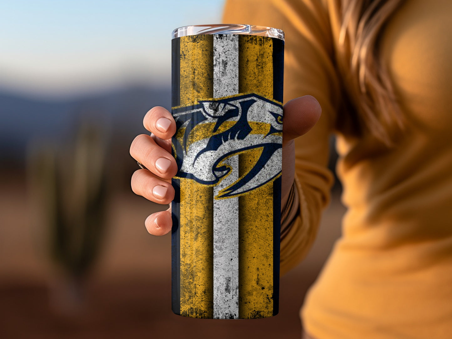 Nashville Predators Striped Design Stainless Steel Tumbler