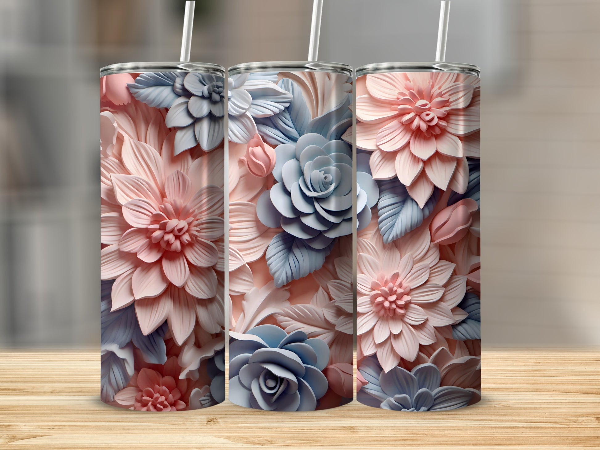 Floral Patterned Insulated Tumbler Drinkware Collection